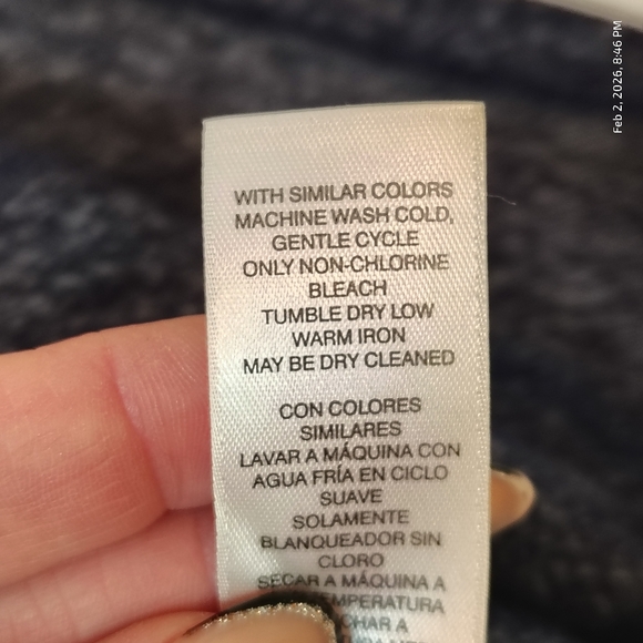 Chico’s Women’s Navy-Blue Marl 3/4 Sleeve Cowl Neck Sweater SZ 3 or XL POCKETS - Picture 5 of 7